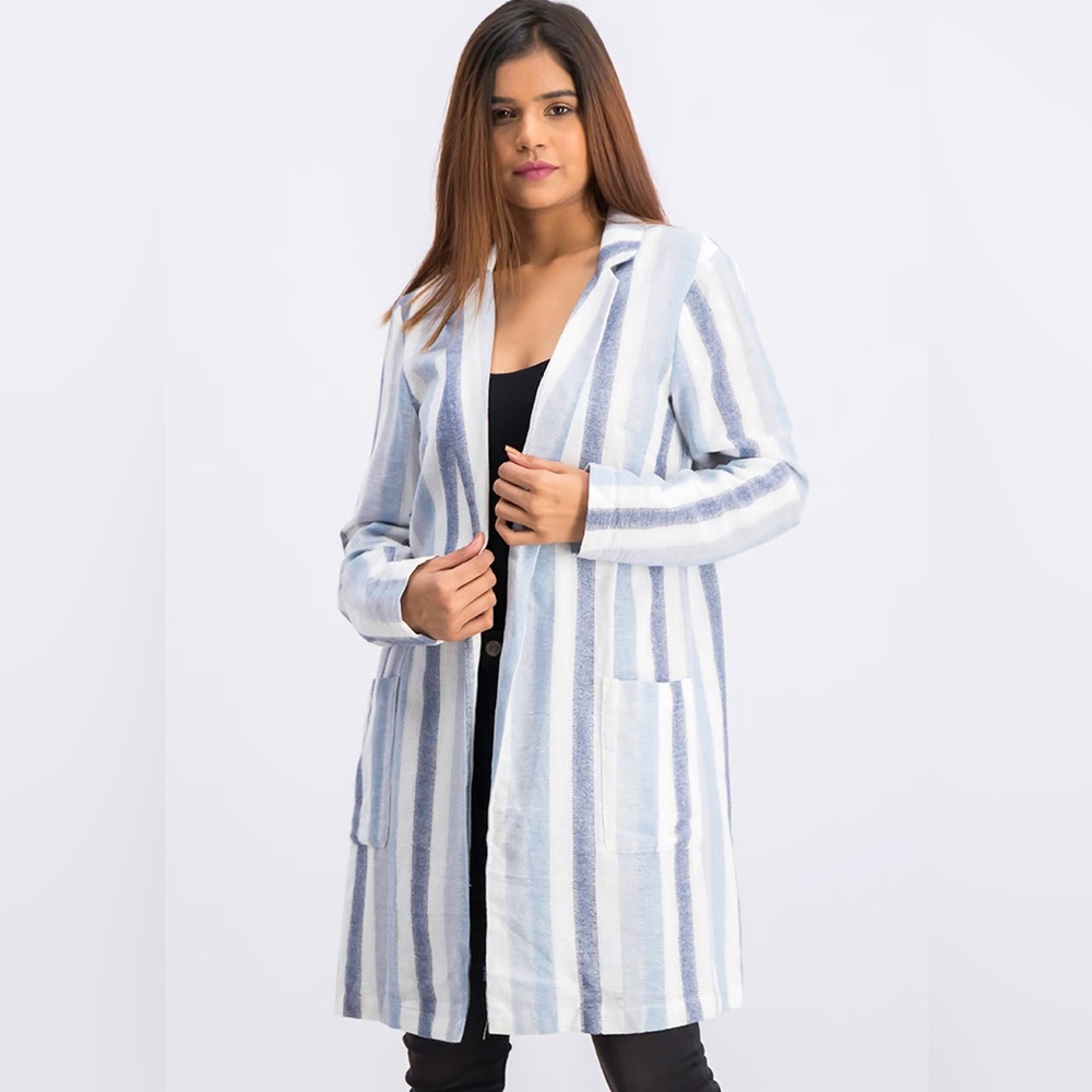 BCBG Striped Long Sleeve Blazer